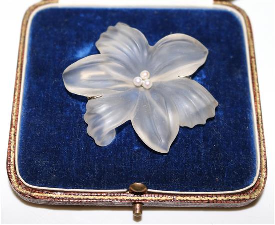 14ct gold and silver Austro-Hungarian crystal flower brooch